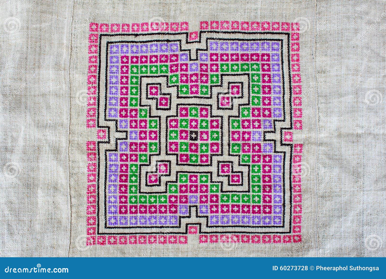 Hmong embroidered cloth stock photo. Image of floral 60273728