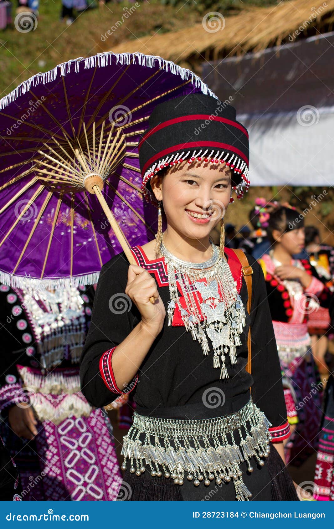 Hmong hill tribe woman. editorial stock image. Image of headdress