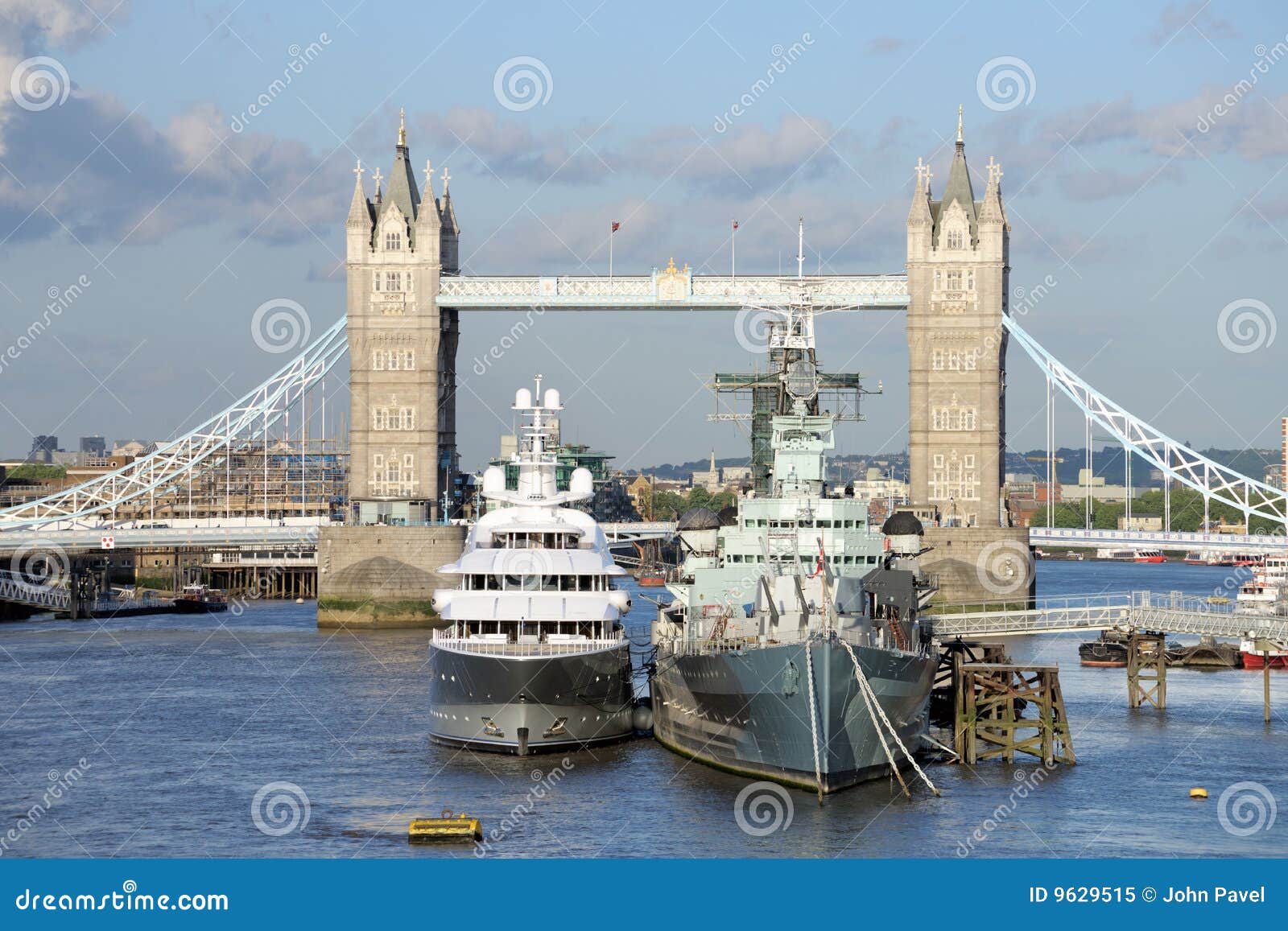 yacht by tower bridge