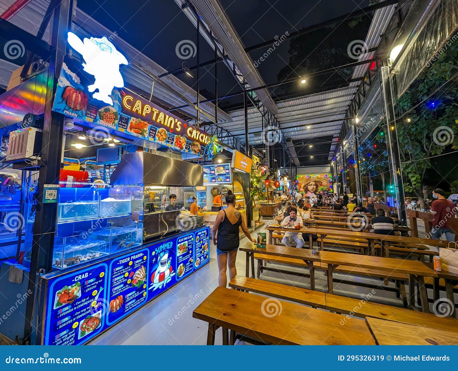 Ho Chi Minh City, Vietnam - Inside Ben Nghe Street Food Market during
