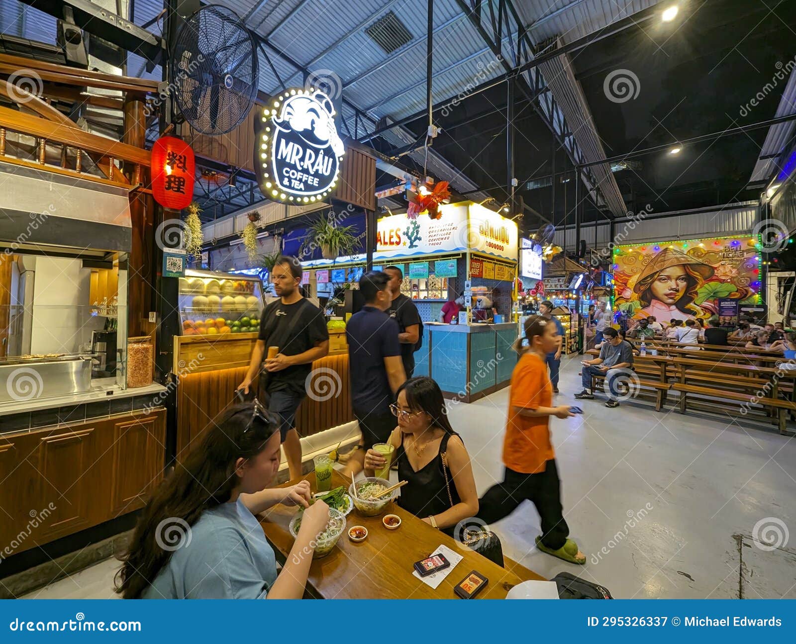 Ho Chi Minh City, Vietnam - Inside Ben Nghe Street Food Market during