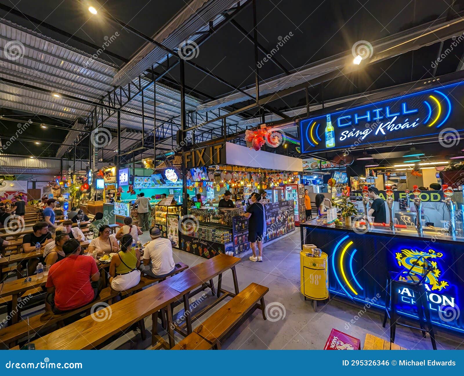 Ho Chi Minh City, Vietnam - Inside Ben Nghe Street Food Market during