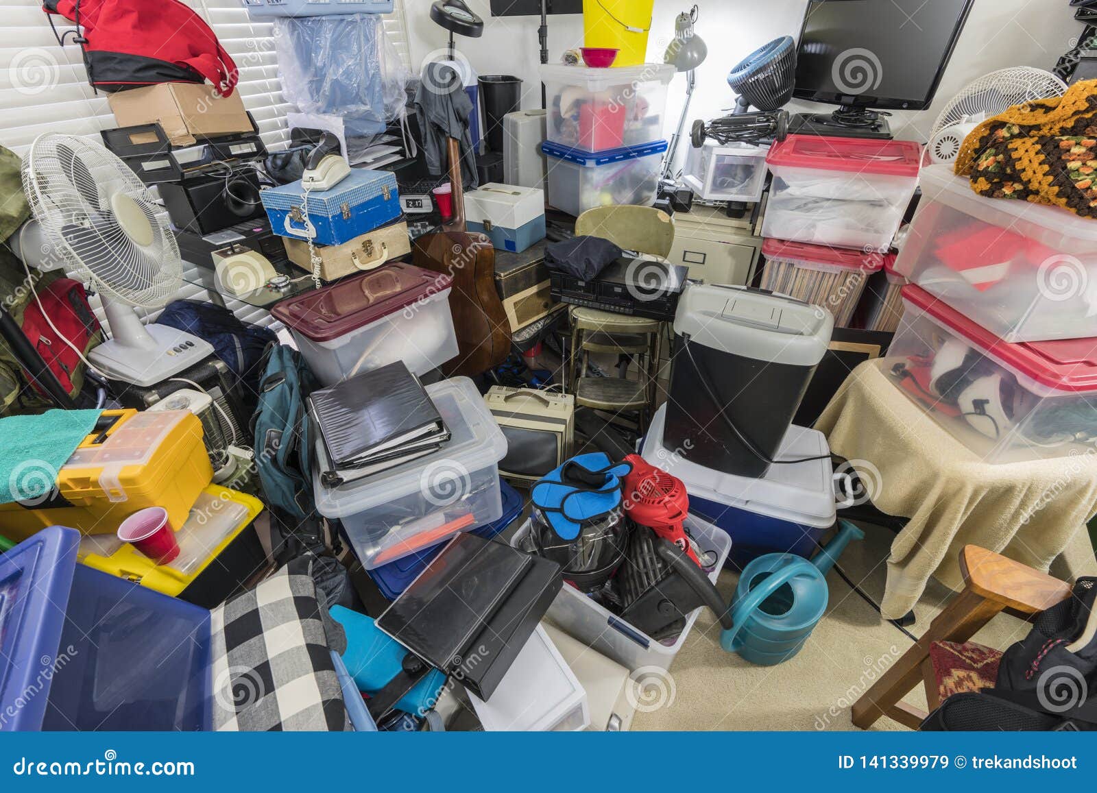 Hoarder Room Packed with Boxes and Objects Stock Image Image of home