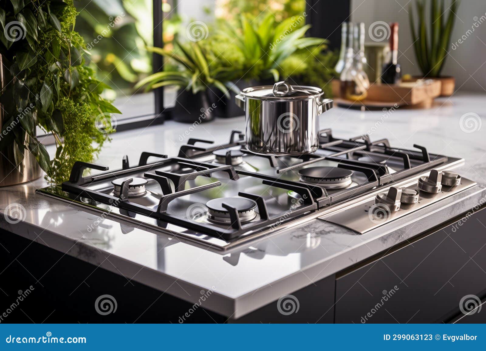 A Hob in a Modern Kitchen. the Harm of CO2 Emissions To the Atmosphere