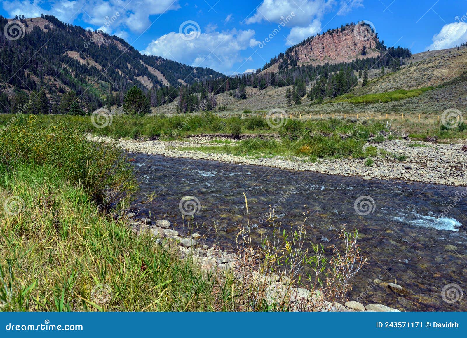 the hoback river flows through the kozy campground in the bridger-teton national forest, wyoming, usa