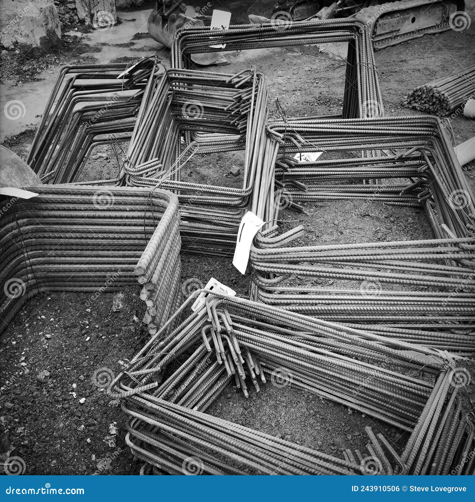 stacks of steel reinforcing also called rebar or reo