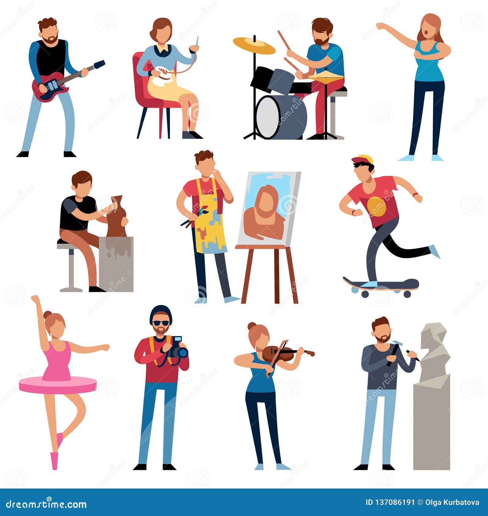 Hobby Persons. People of Creative Professions at Work. Artistic  Occupations, Retro Hobbies Cartoon Characters Vector Set Stock Vector -  Illustration of author, pastime: 137086191