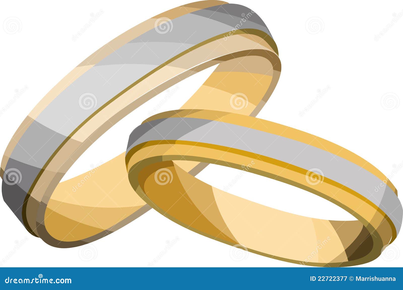 Hochzeits-Ringe. Zwei Ringe der goldenen Hochzeit ein großes klein auf einem weißen Hintergrund