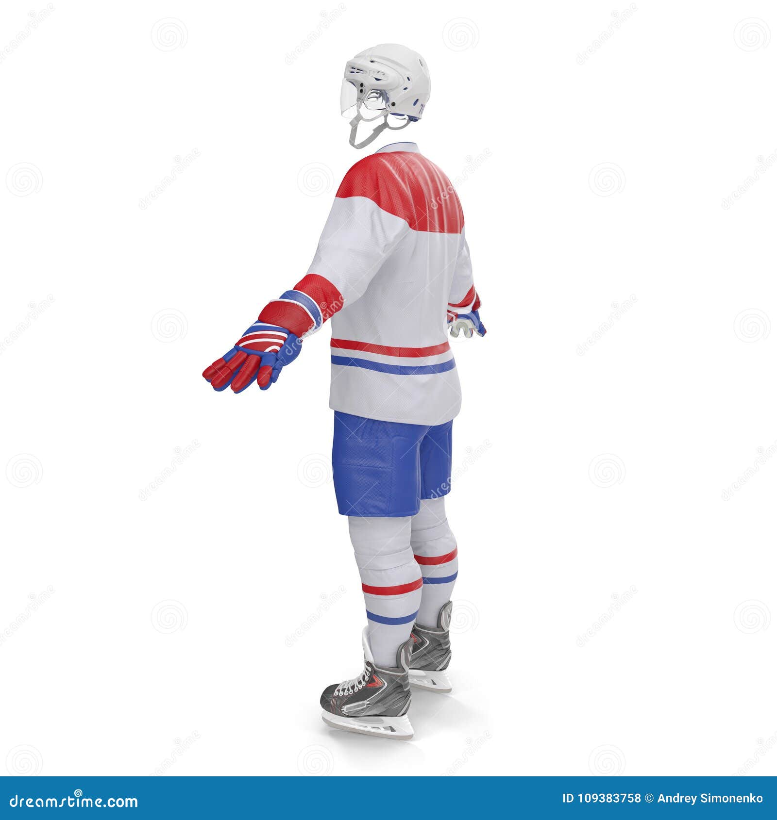 Download Hockey Gear On White. Side View. 3D Illustration Stock ...
