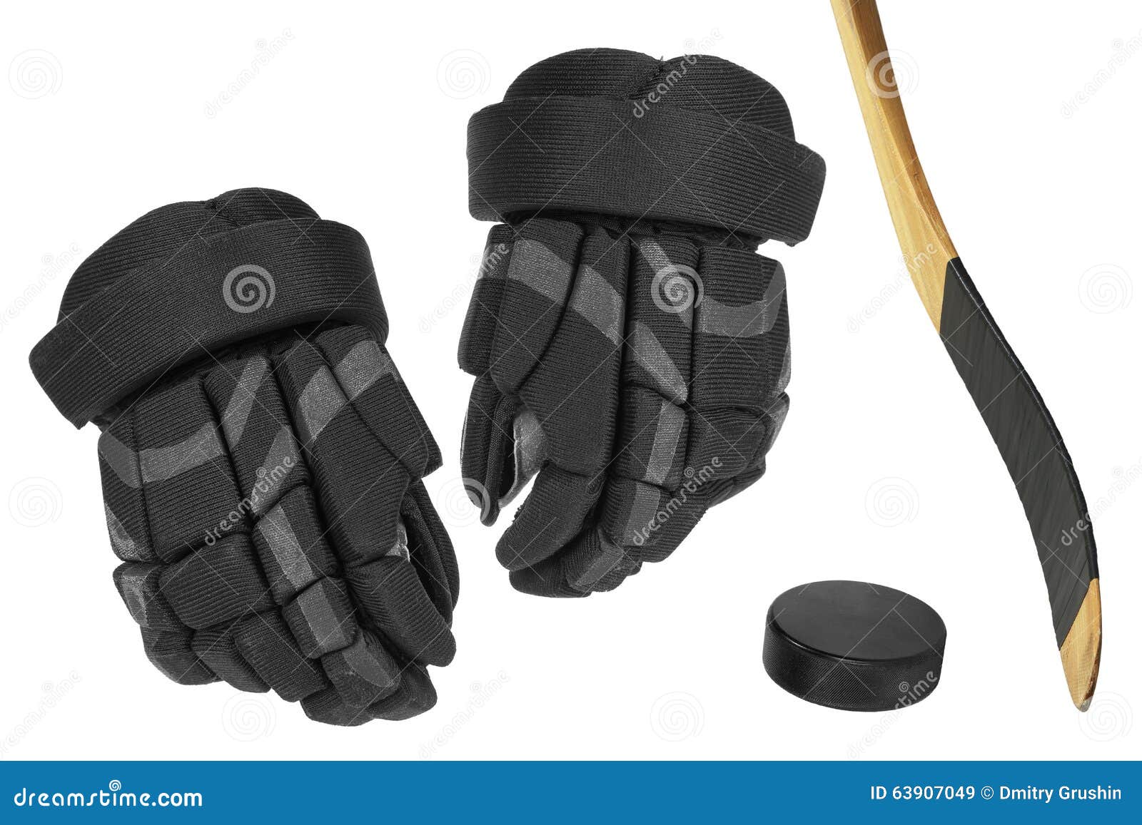 Hockey Gloves, Stick And Puck Stock Image Image of isolated, match