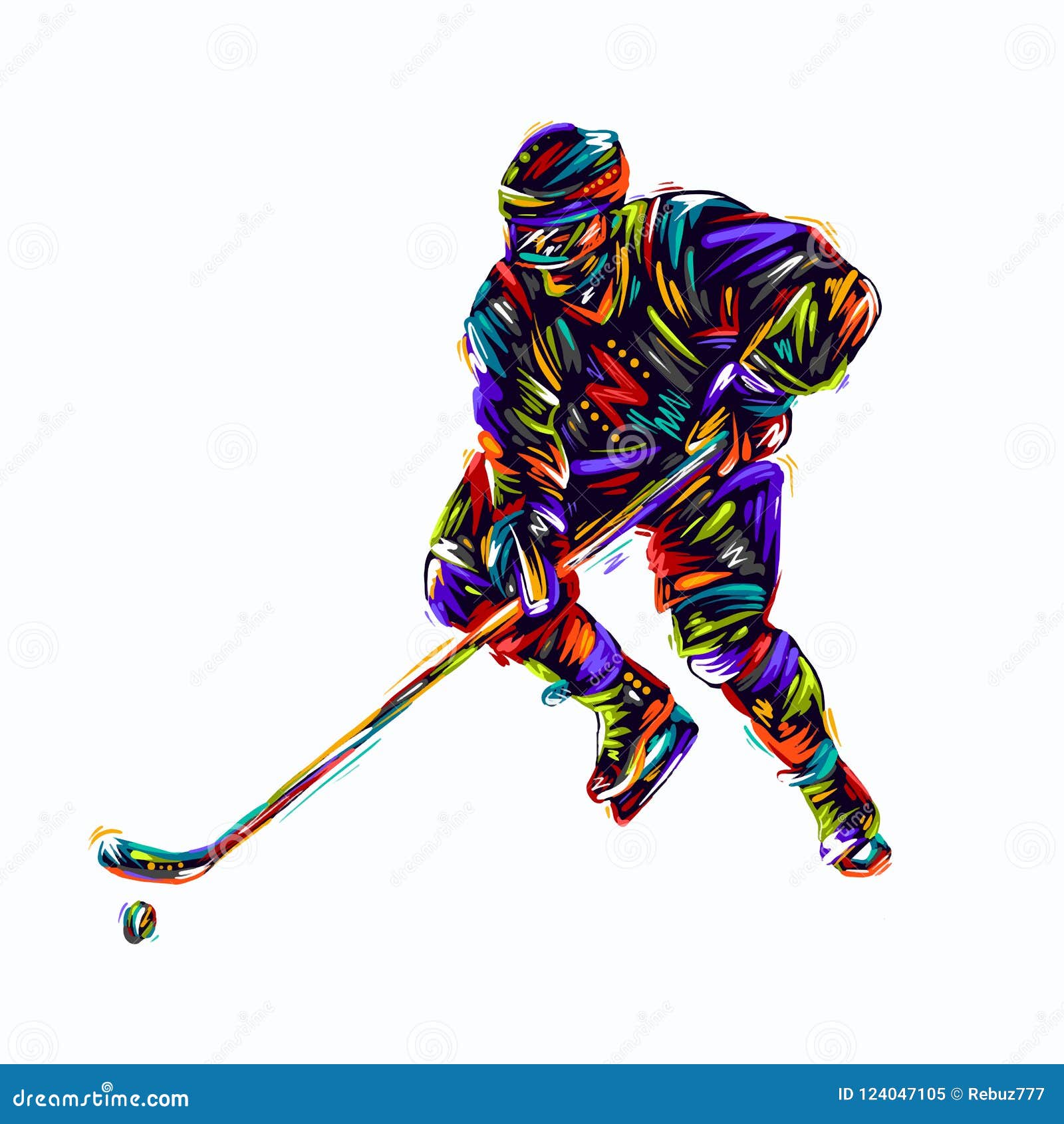 Illustration of a Field Hockey Player, Vector Draw Stock Vector