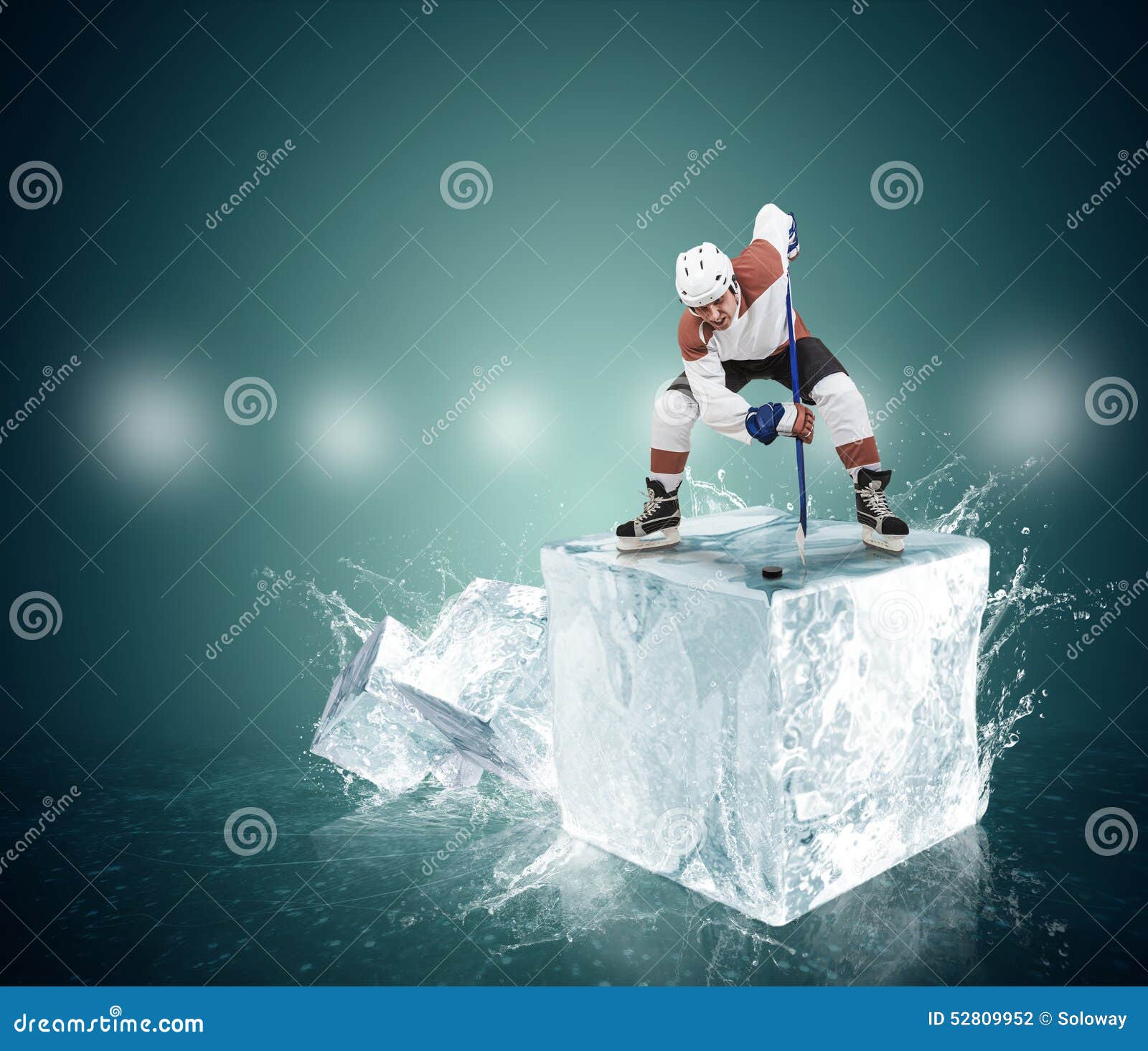 Hockey Player on the Ice Cube Faceoff Moment Stock Photo Image of