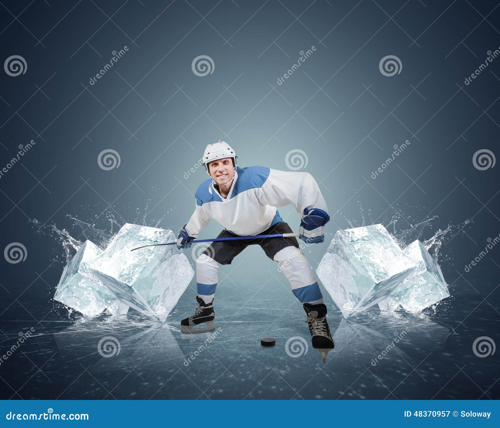 Hockey Player with Ice Cubes Stock Image Image of flag, hockey 48370957