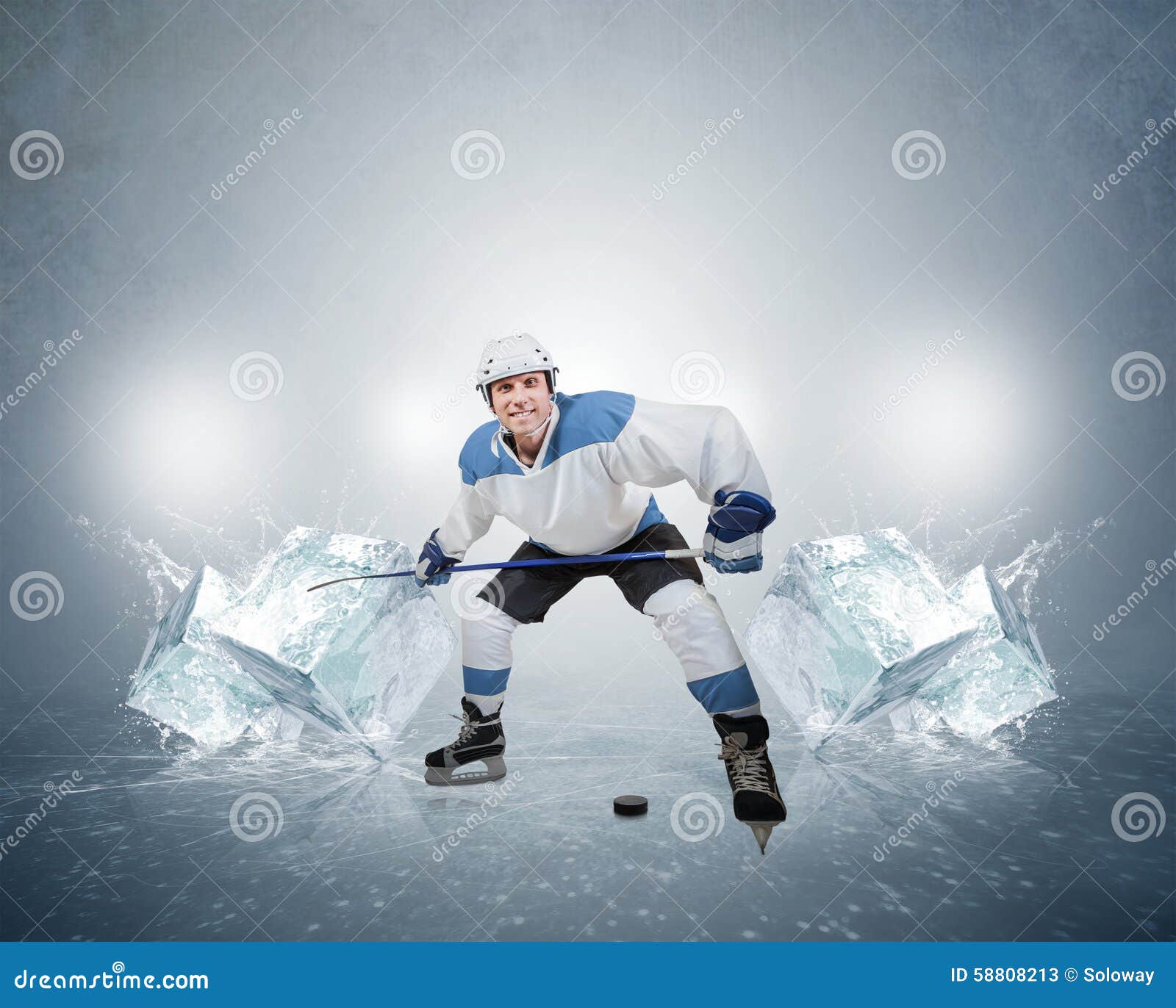 Hockey Player with Ice Cubes Stock Image Image of attack, game 58808213