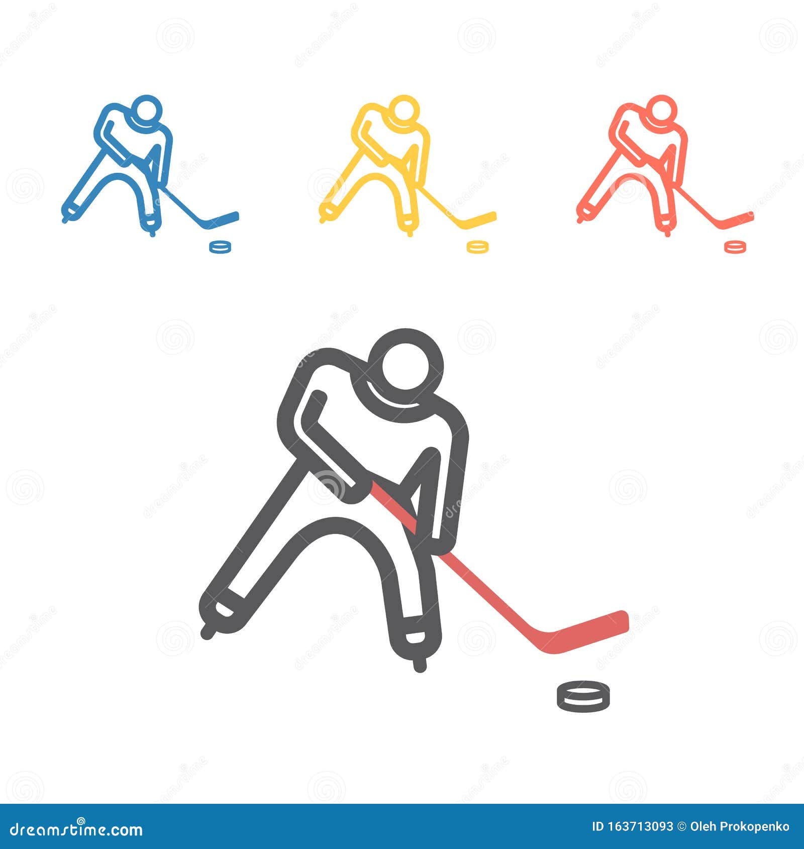 Hockey Player Line Icon. Vector Signs for  Graphics Stock Vector