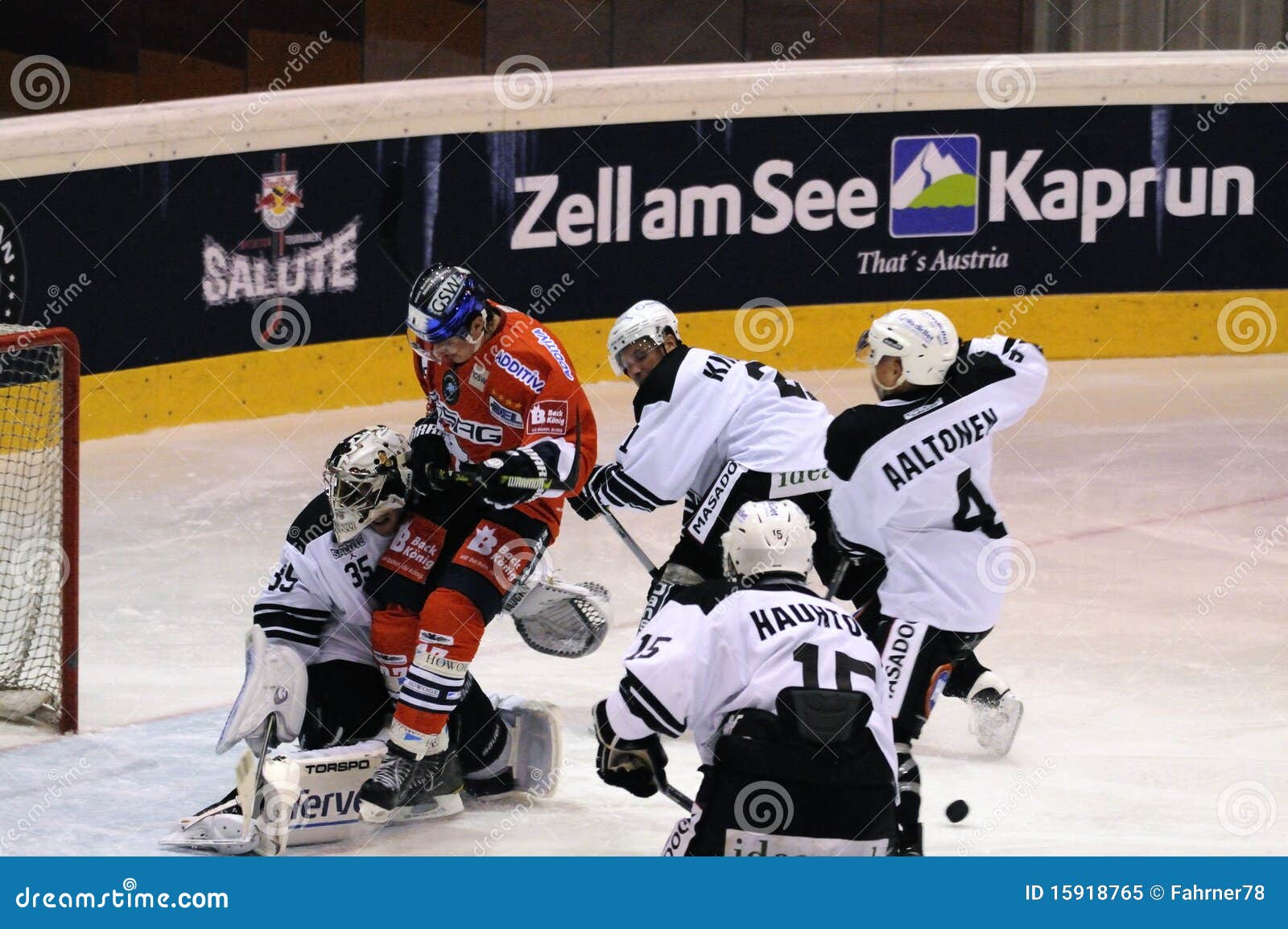 Hockey Player Running into Goalie Editorial Image Image of hockey, goalie 15918765