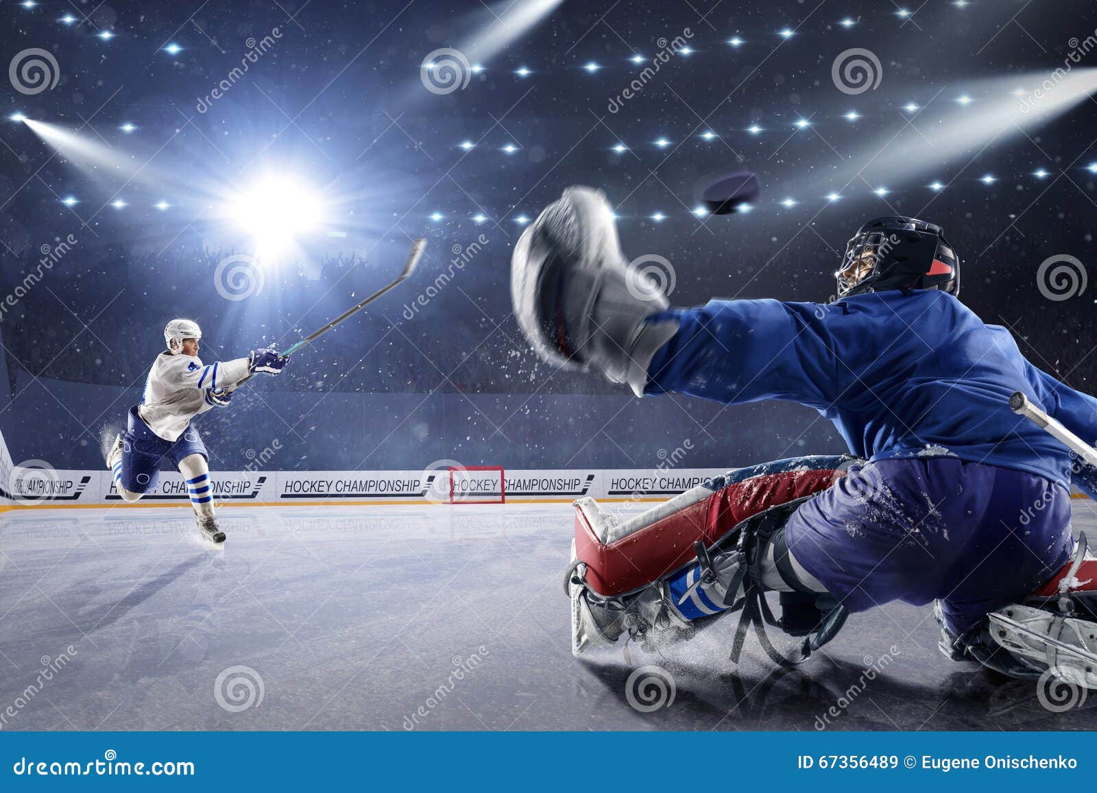 Hockey Players Shoots the Puck and Attacks Stock Image Image of