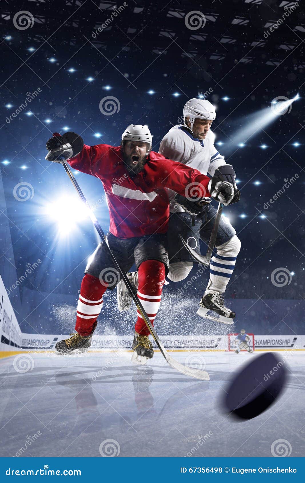 Hockey Players Shoots the Puck and Attacks Stock Photo Image of full