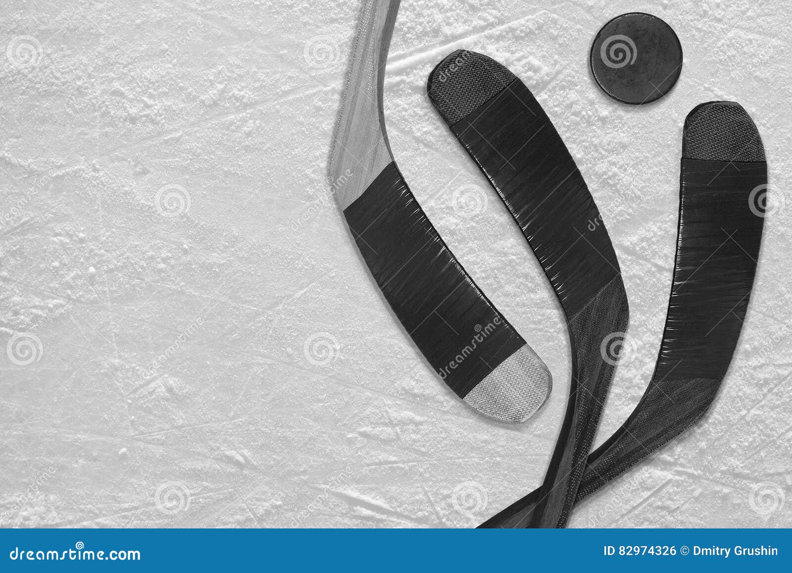 Hockey Puck and Stick on the Ice Three Stock Photo Image of puck