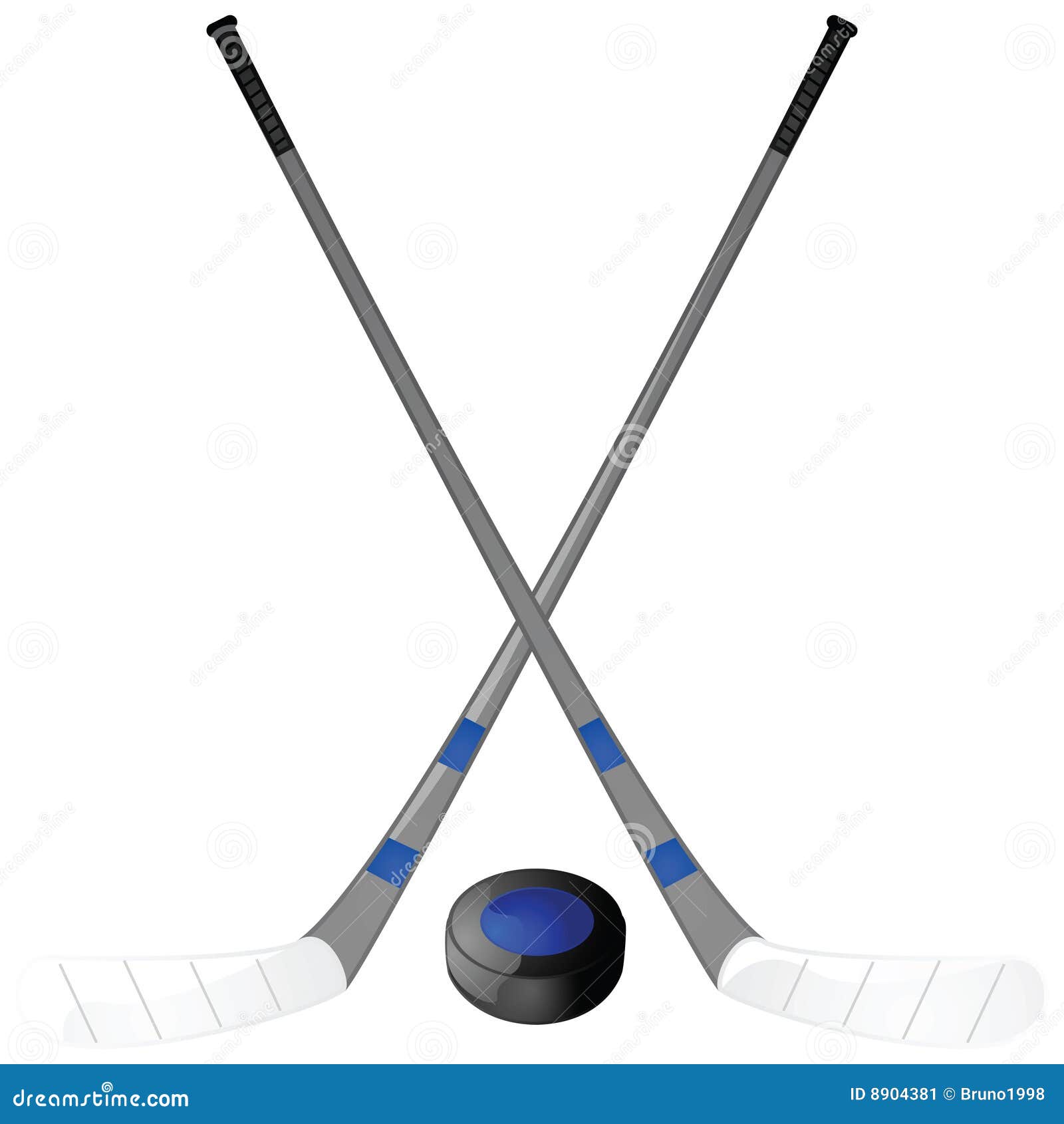 Hockey puck and sticks stock vector. Illustration of ...