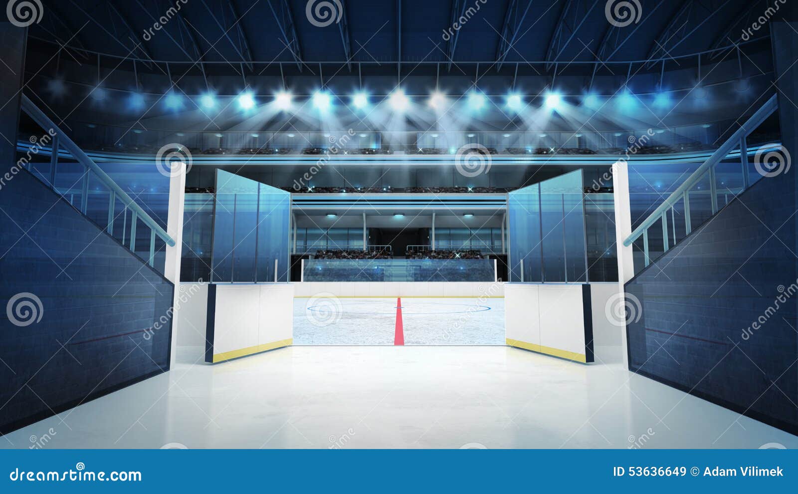hockey stadium with open doors leading to ice