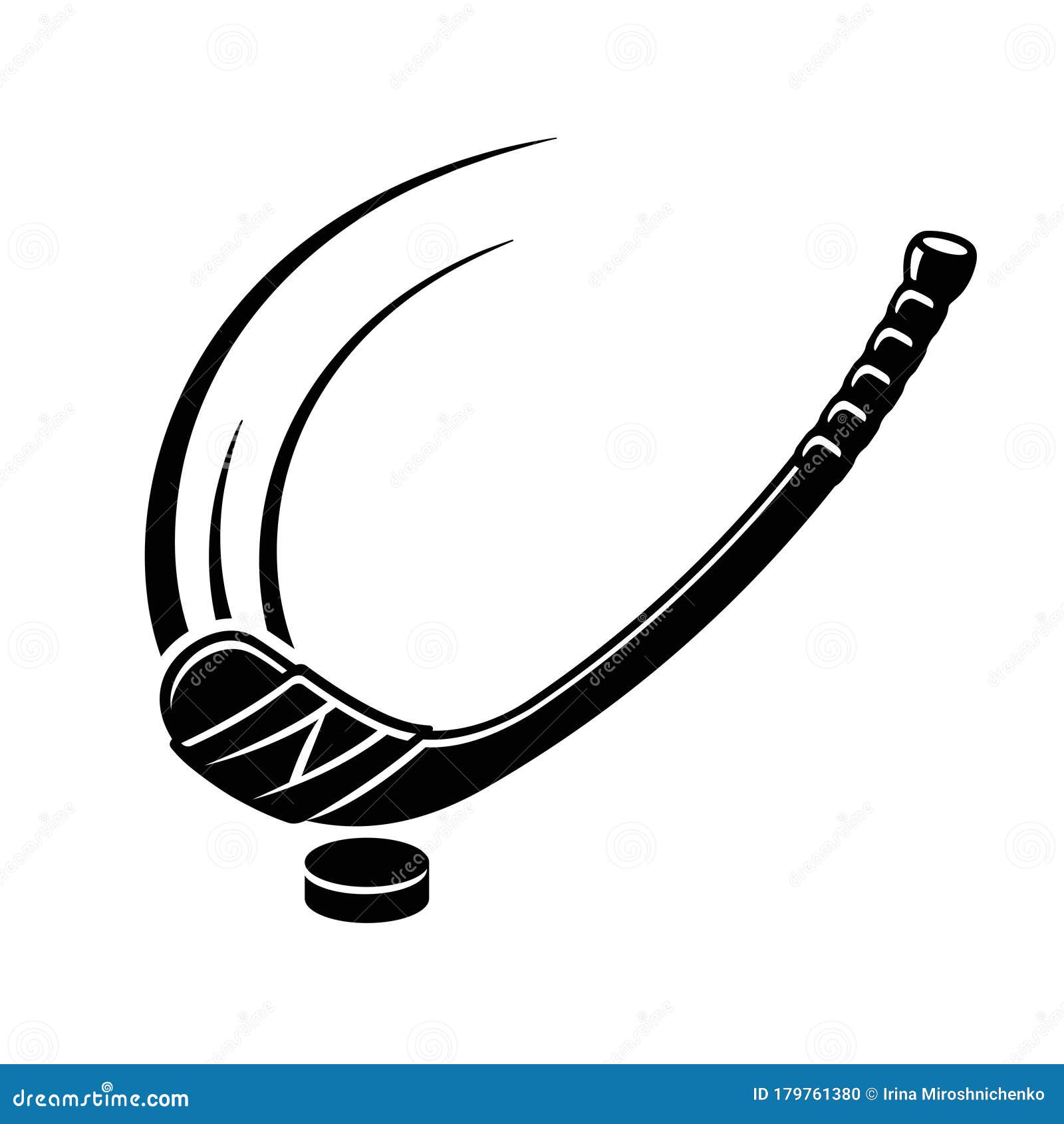 Ice hockey puck and stick vector illustration.