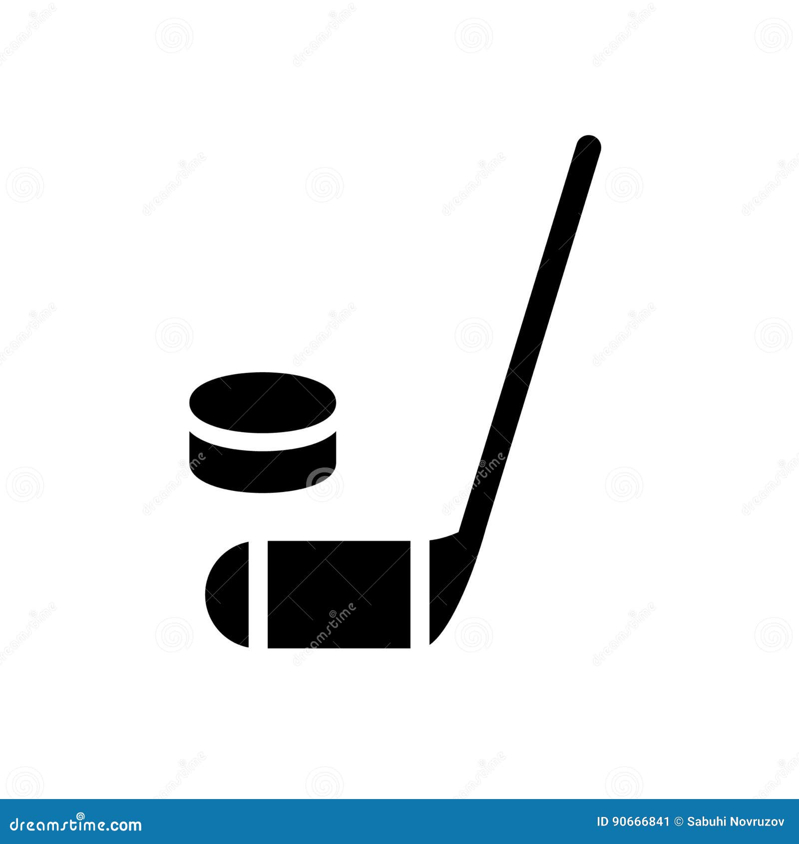 hockey stick and puck icon. simple filled hockey stick and puck  icon. on white background.