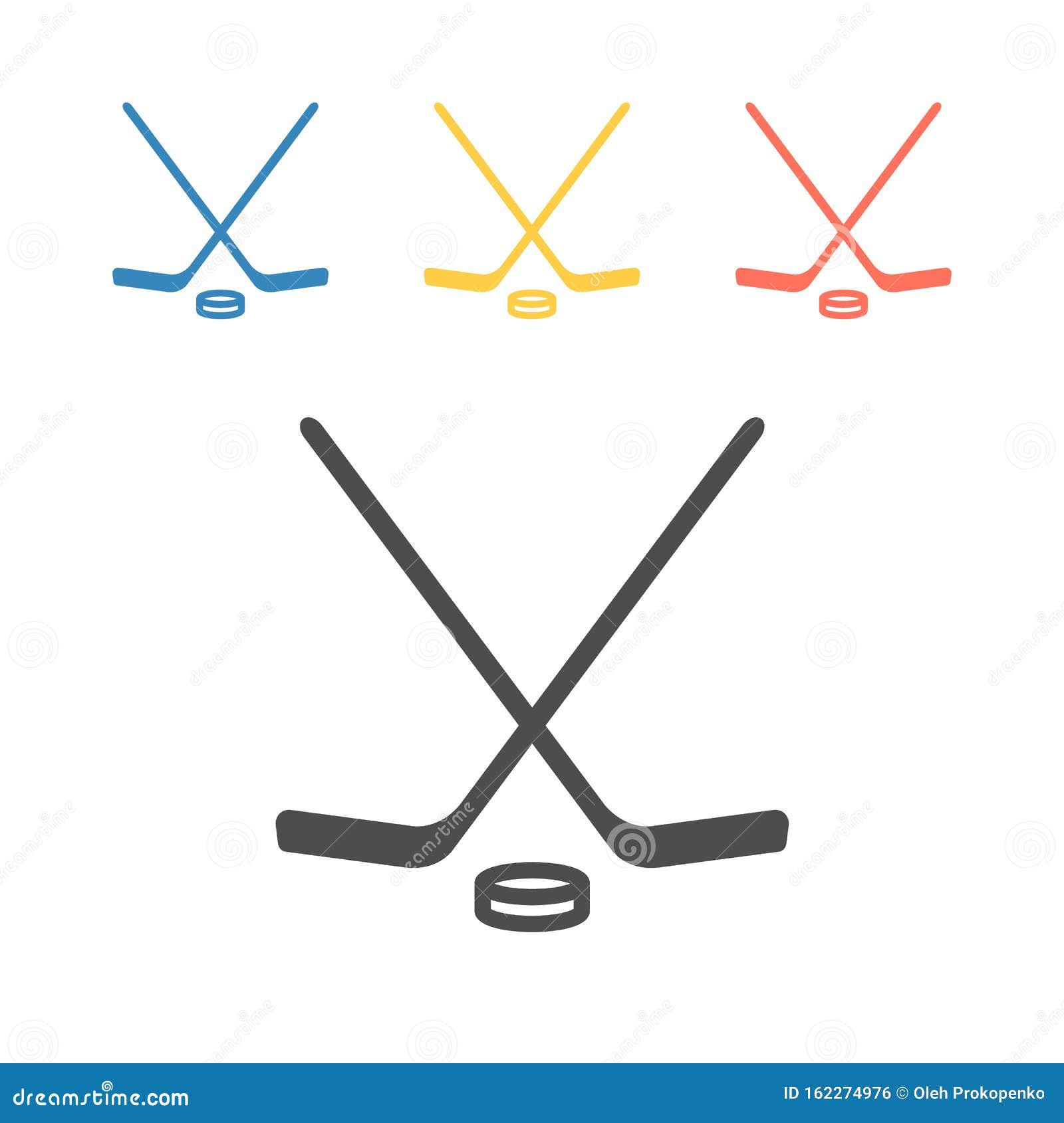 Hockey Stick and Puck Line Icon. Vector Signs for  Graphics Stock