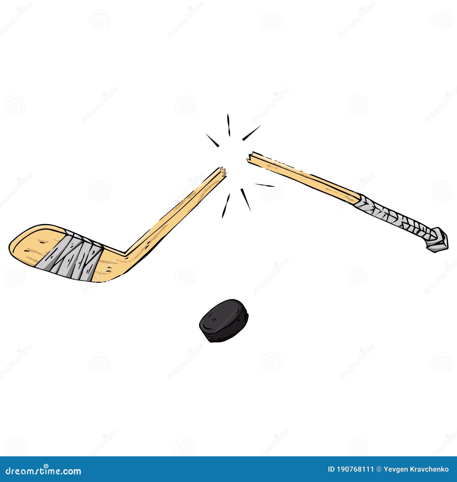 Monochrome sketch of hockey stick icon Royalty Free Vector