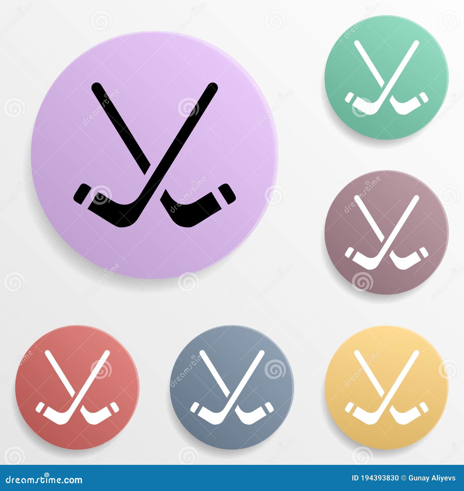 hockey sticks badge color set icon. simple glyph, flat  of sport icons for ui and ux, website or mobile application