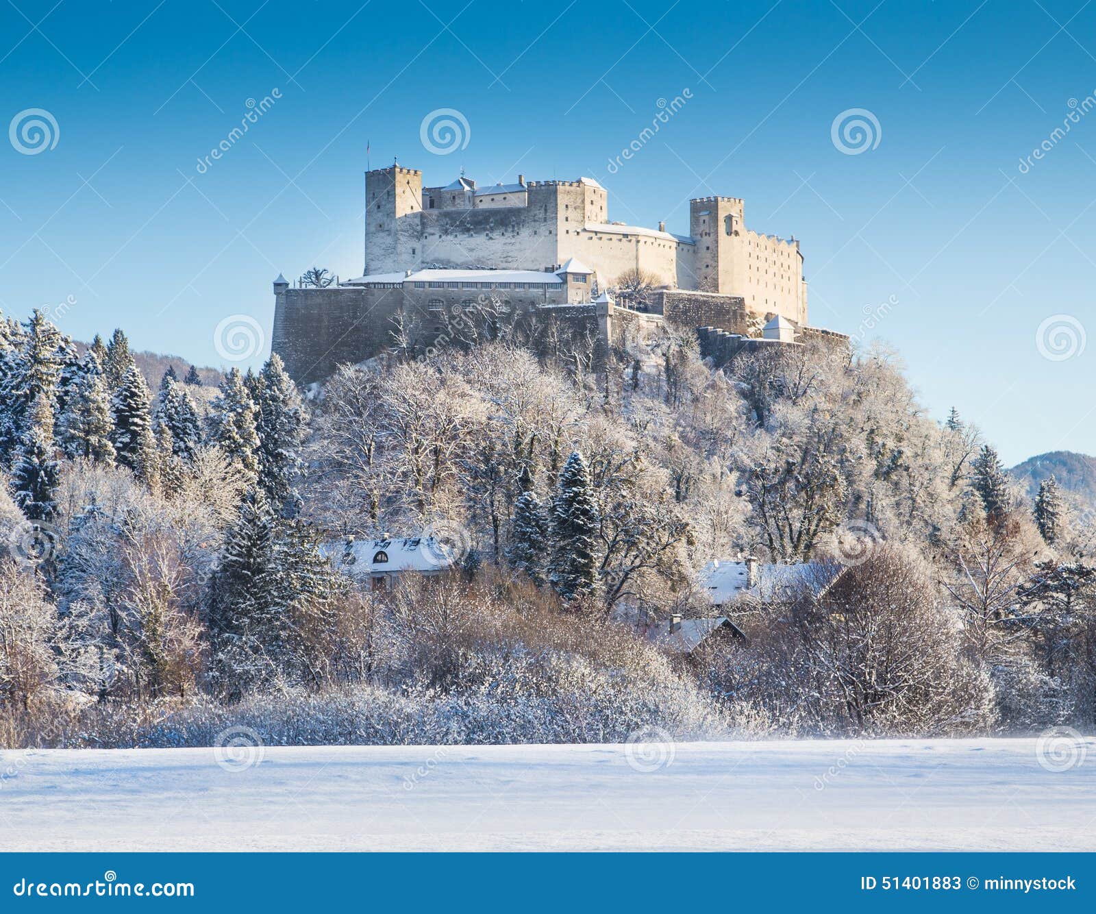 hohensalzburg fortress in salzburg in winter, salzburger land, austria