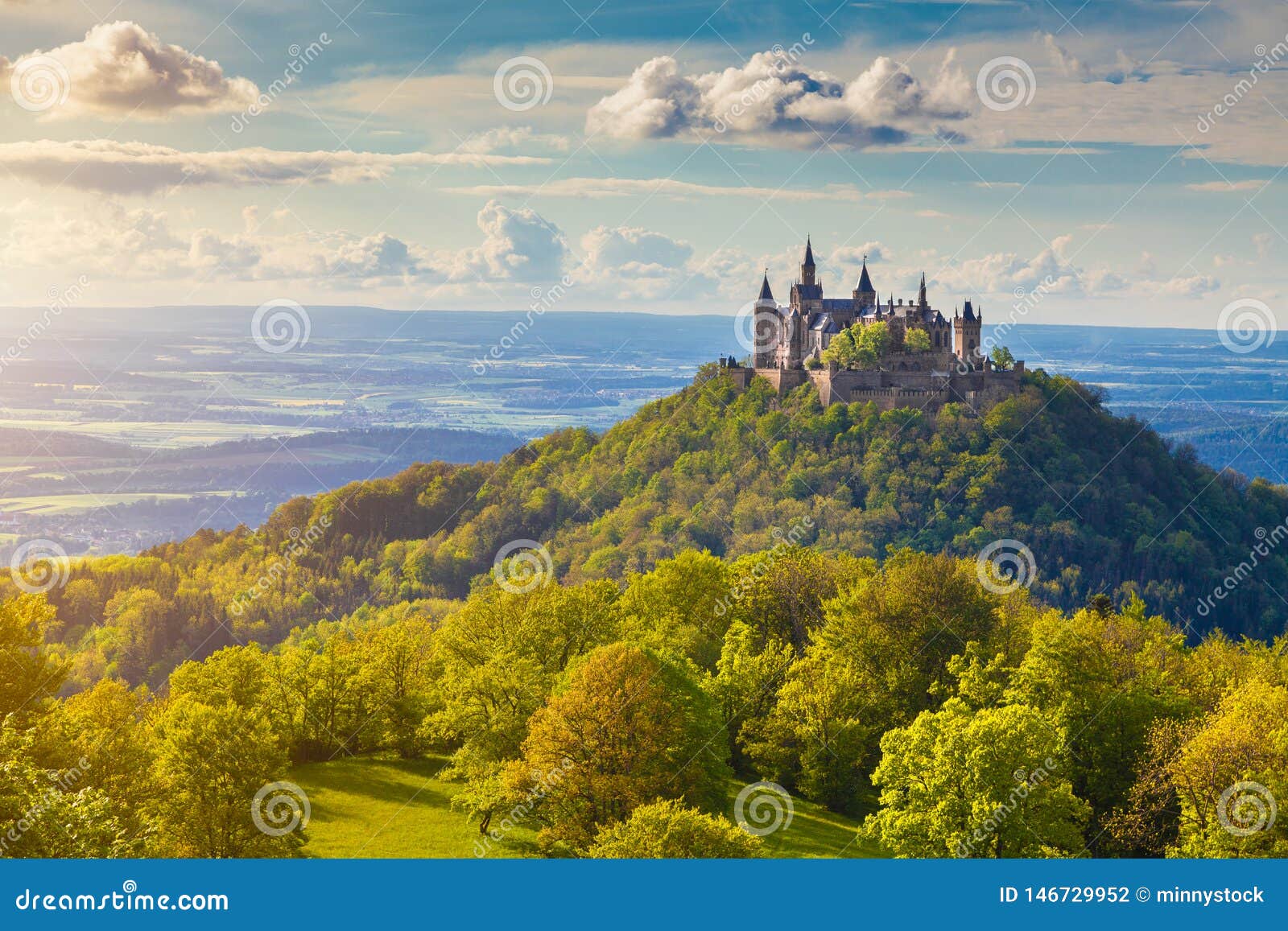 hohenzollern castle at sunset, baden-wÃÂ¼rttemberg, germany