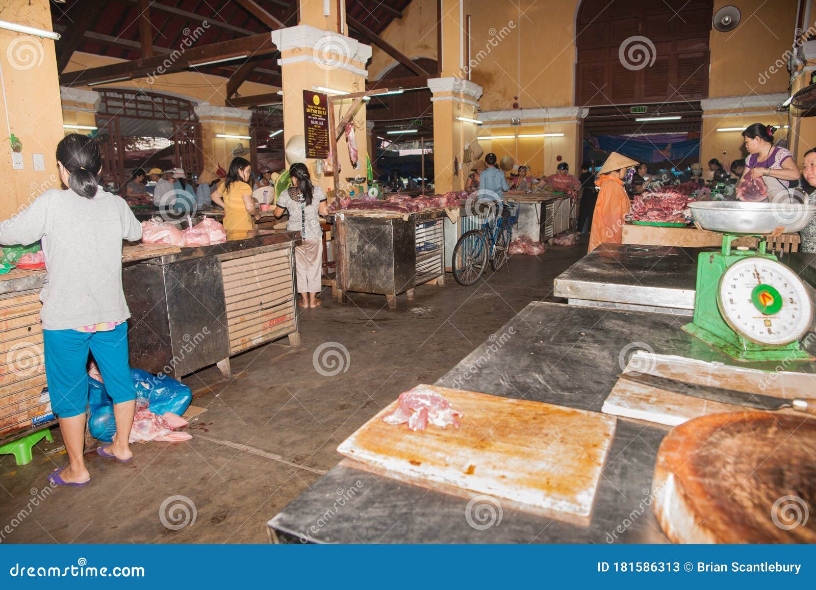 Fresh Meat Markets In Old Warehouse In Hoi An Editorial Stock Photo