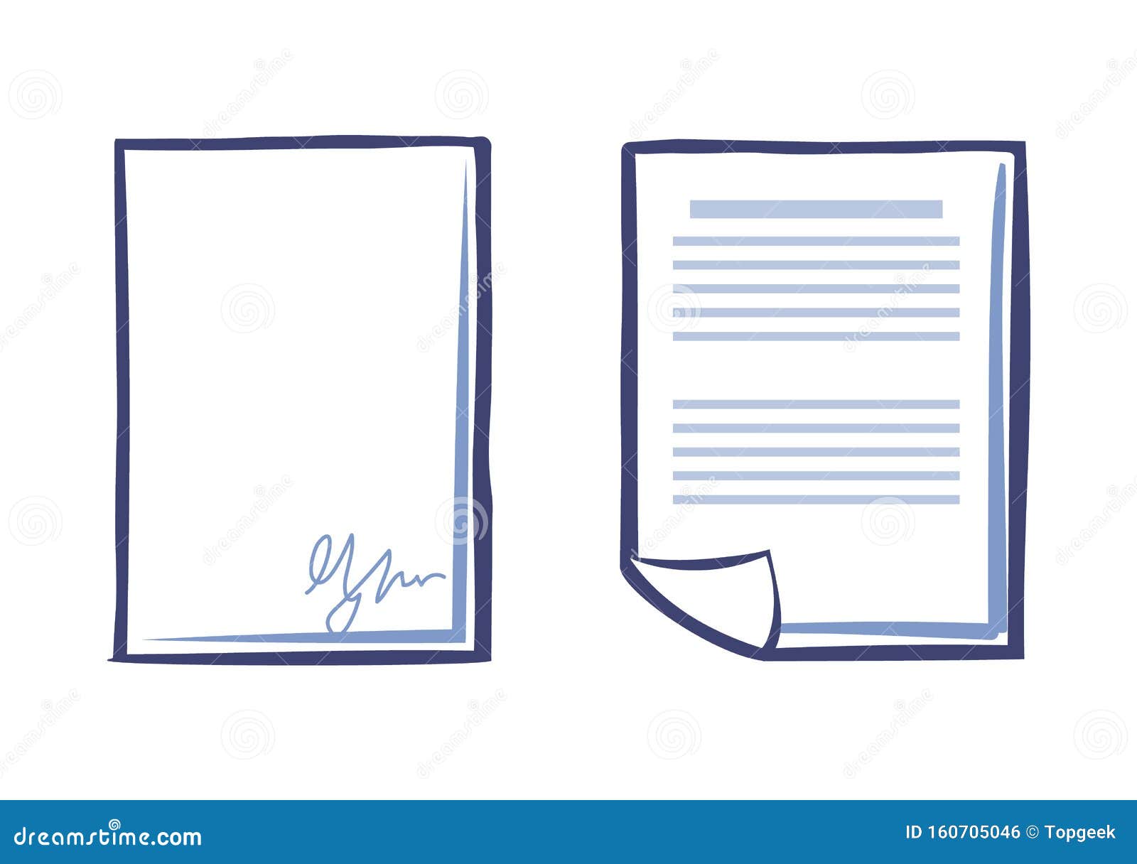 Hoja En Blanco Con Firma Y Documento Ilustración del Vector