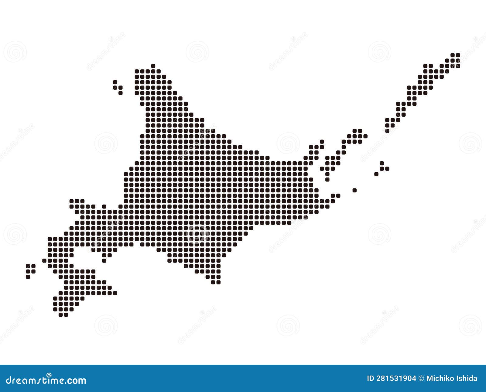 hokkaido map with mosaic-style tiled dots