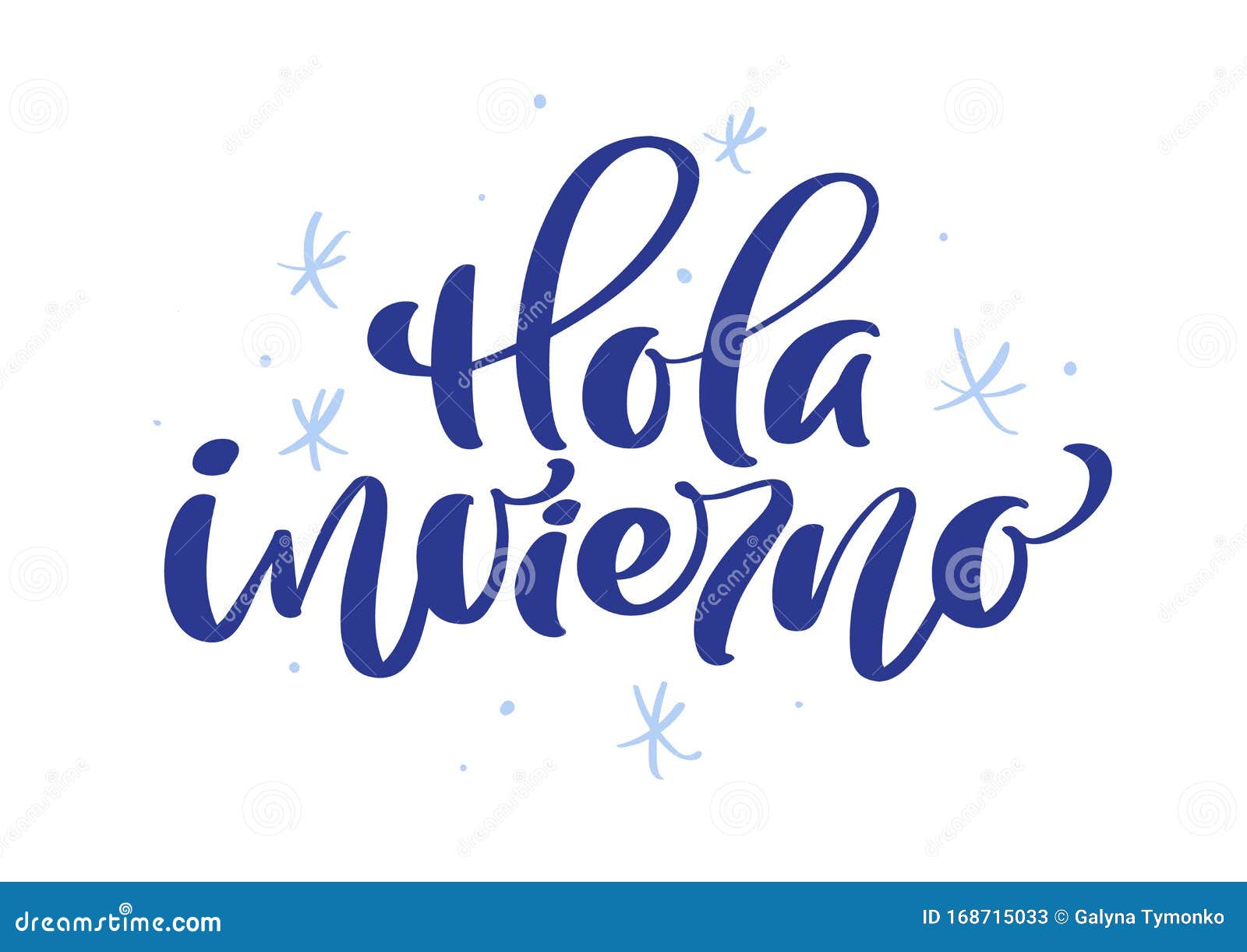 hola, invierno hello, winter in spanish, hand drawn lettering latin quote  on the white background. fun brush