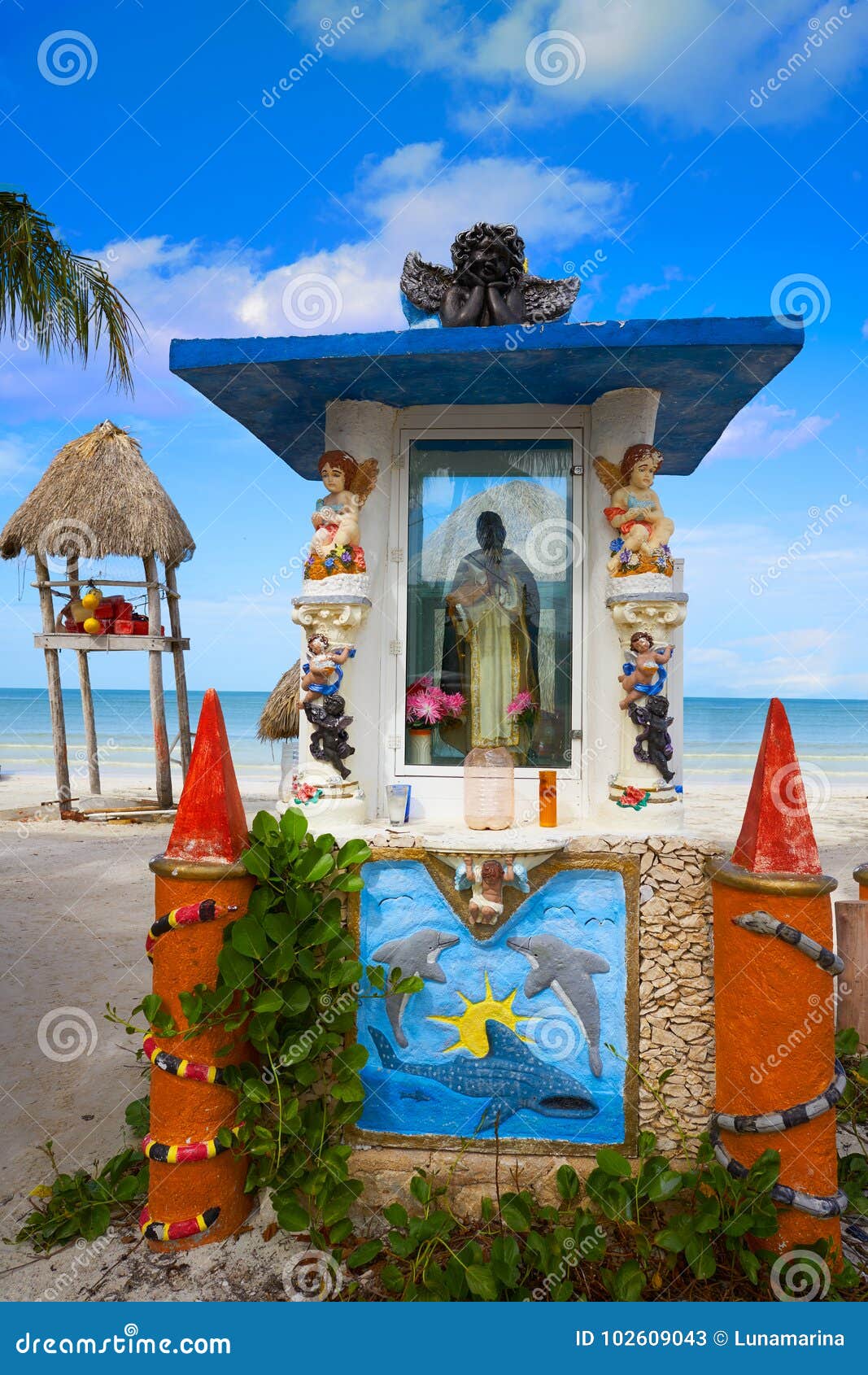 holbox island virgin statue in quintana roo