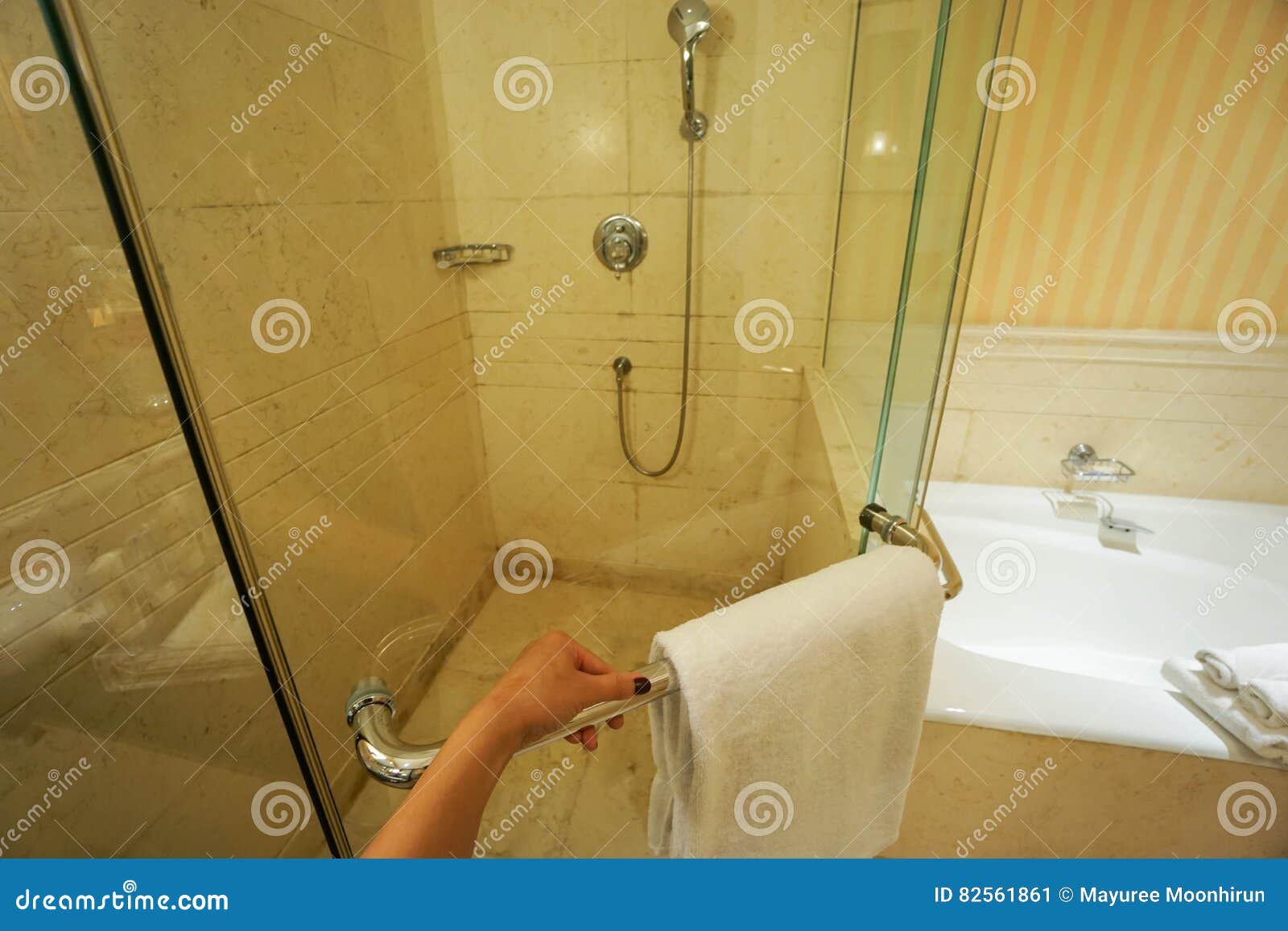 Hold the Handle of Bathroom Cabin To Enter Stock Image Image of decor