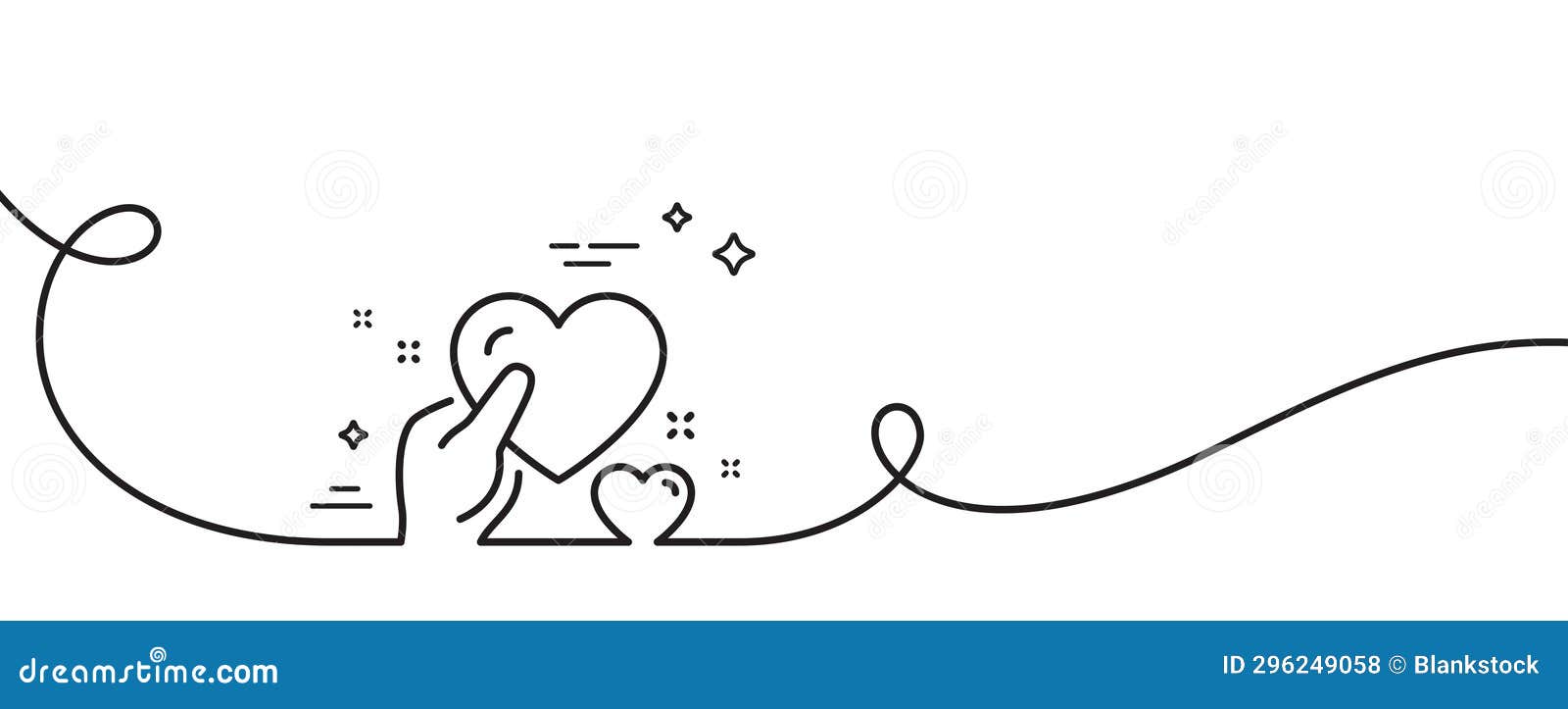 hold heart line icon. care love emotion sign. continuous line with curl. 