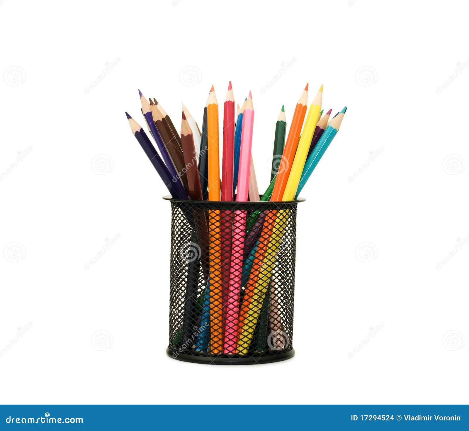 Holder Basket Full of Colored Pencils Stock Photo Image of colorful, orange 17294524