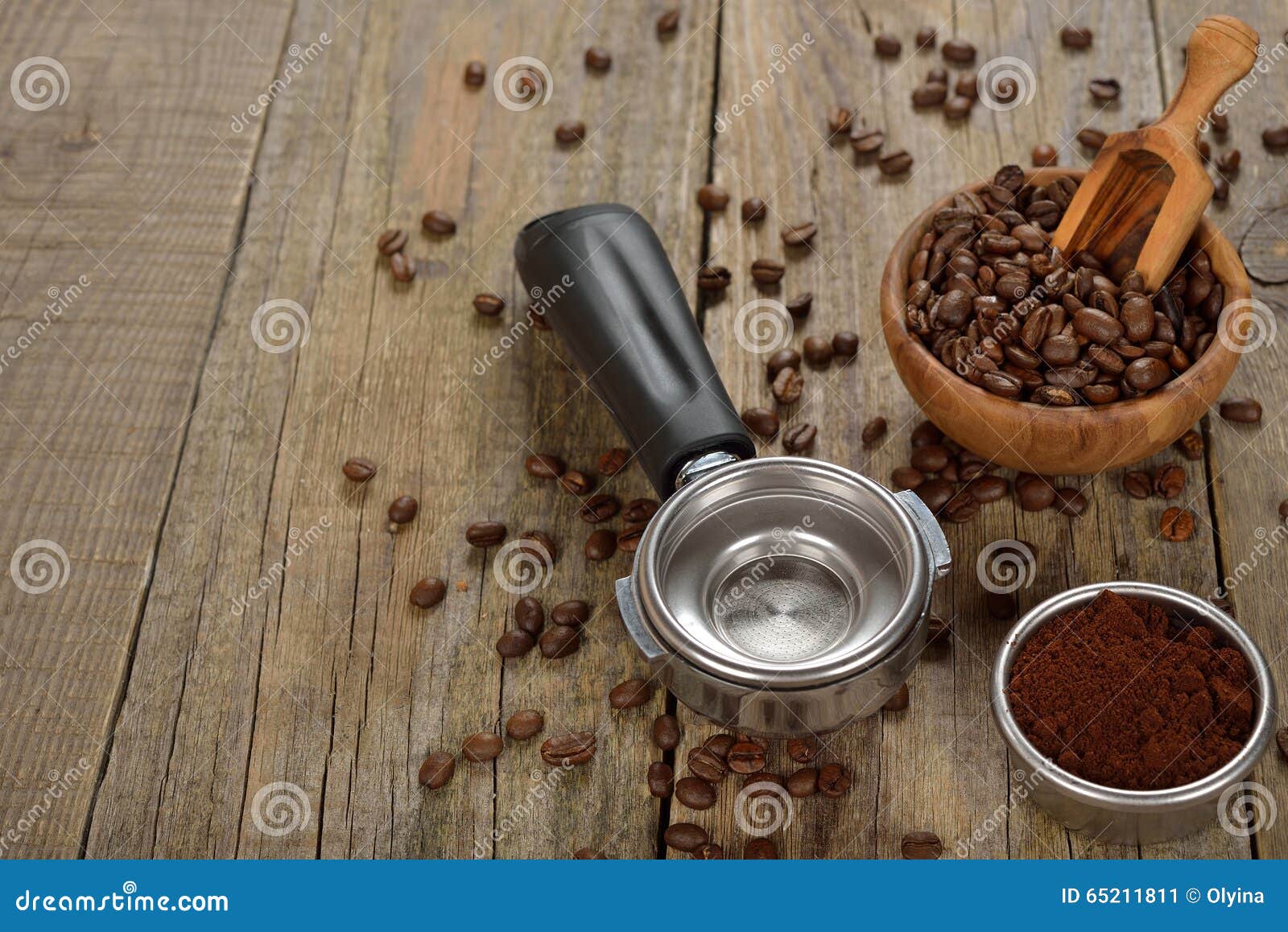 Holder with ground coffee stock image. Image of holder 65211811