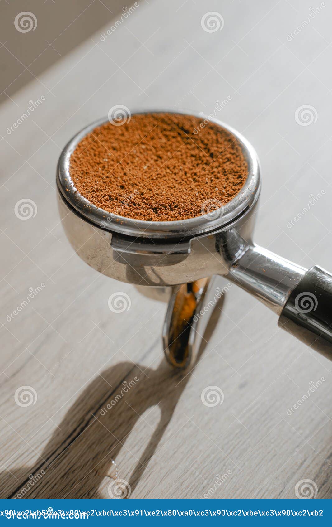 Holder Superimposed with Ground Coffee Closeup Stock Photo Image of