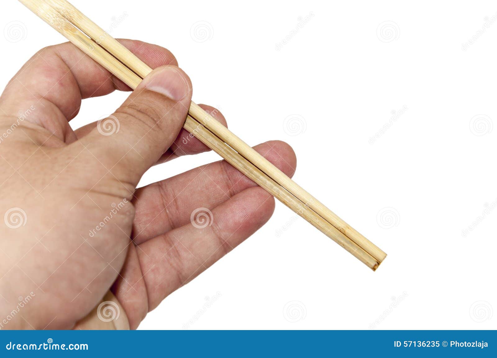 Holding Chinese Chopsticks in Hand Over White Stock Image Image of