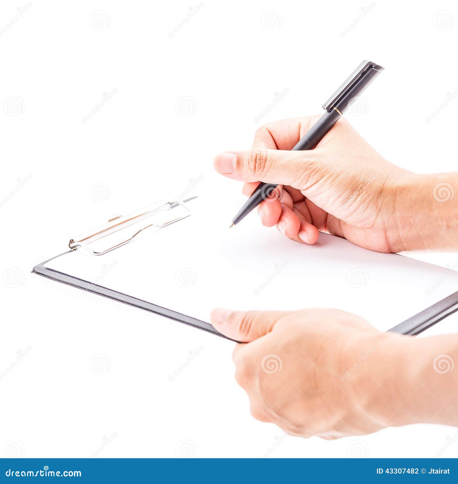 Holding a Clipboard and Write. Stock Photo Image of office, decision
