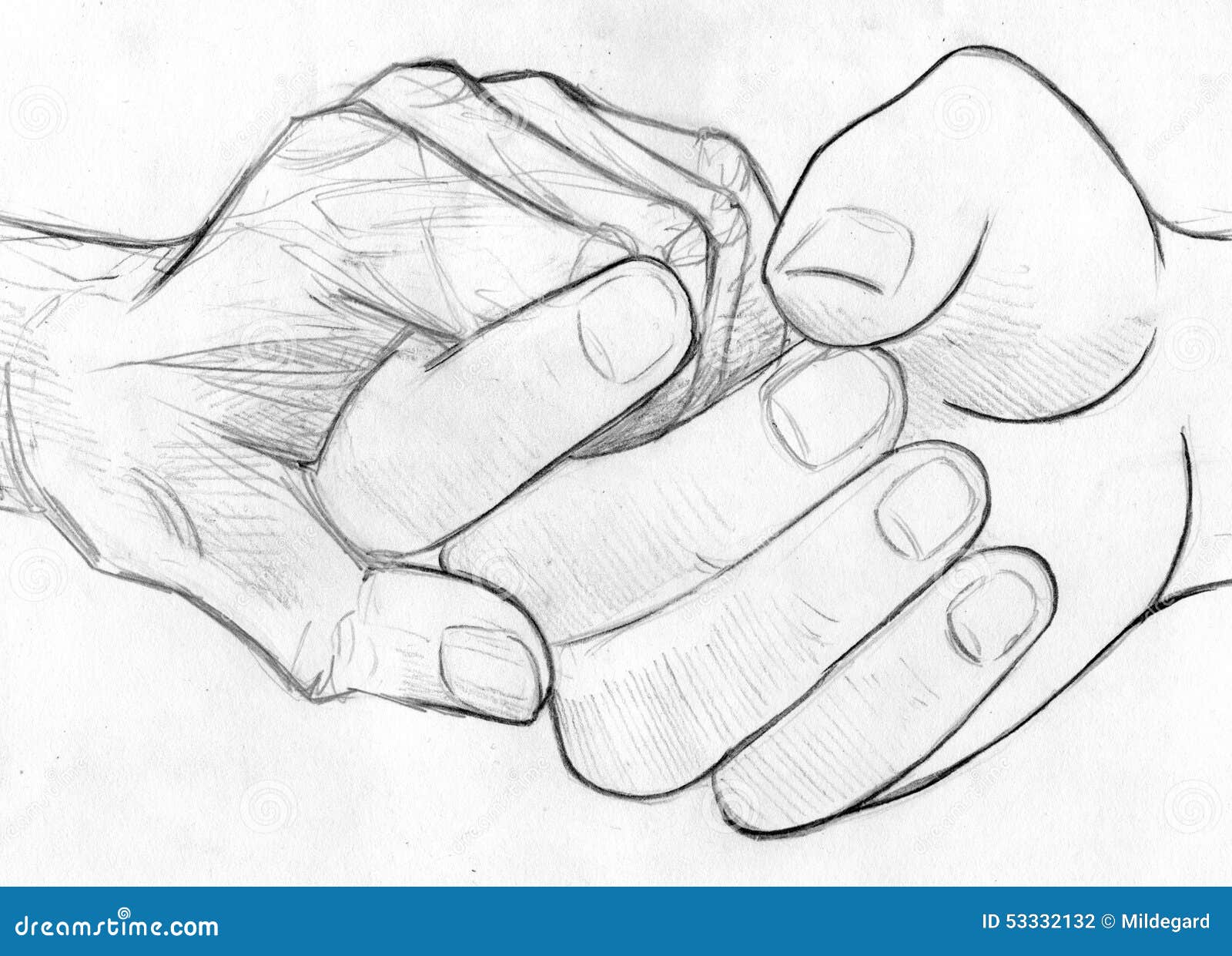 hand holding pencil drawing