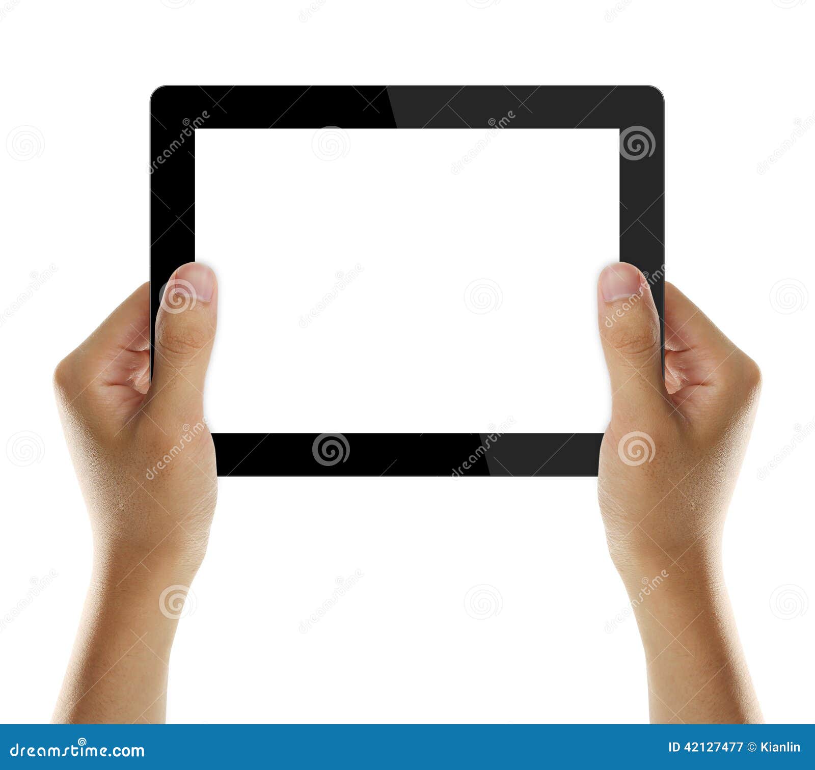 holding electronic tablet pc in hands