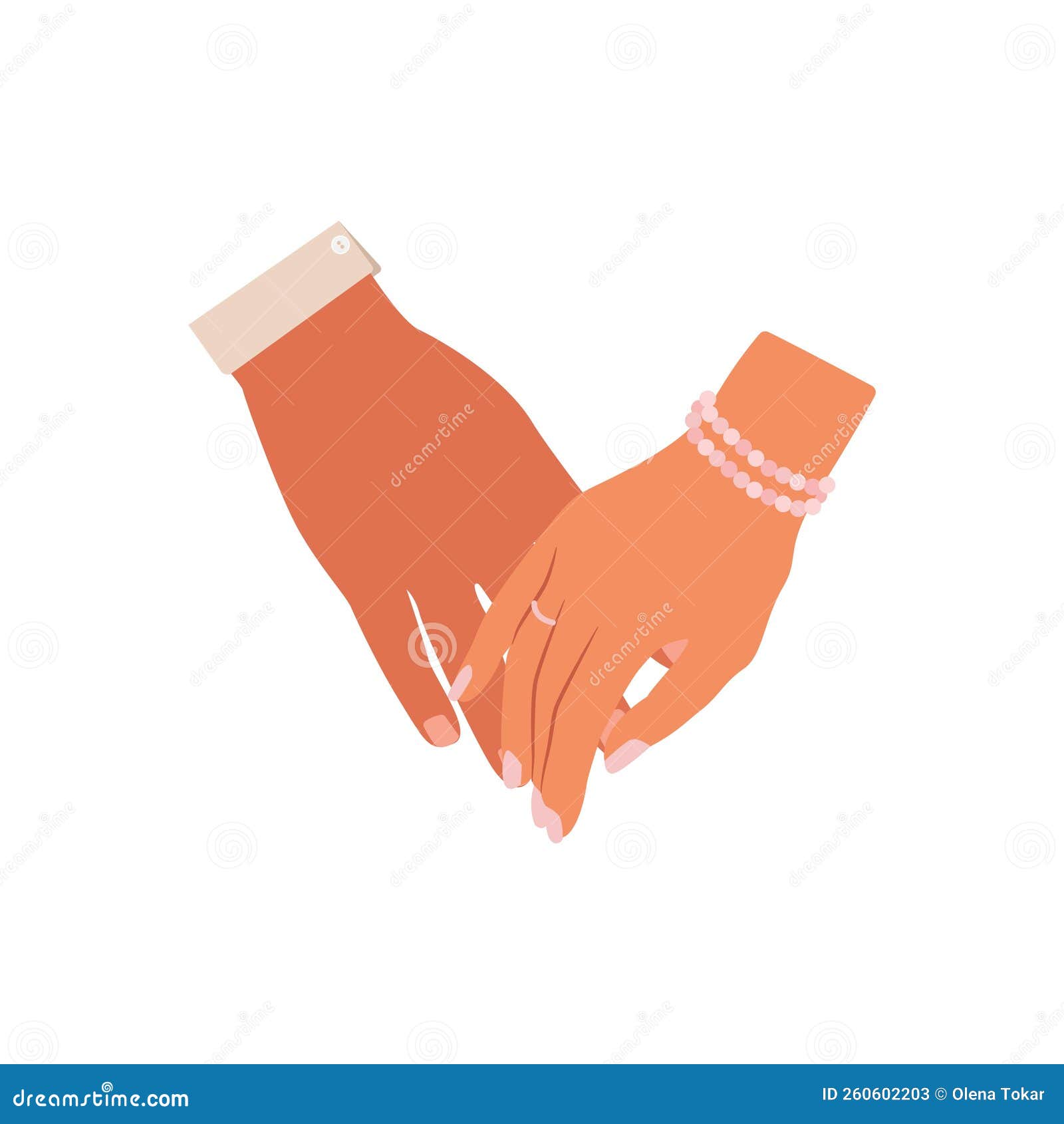 Holding Hands, Female and Male Hands Together, Vector Illustration in ...