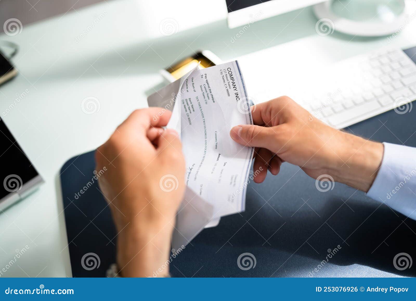 Holding Paycheck stock photo. Image of paper, check 253076926