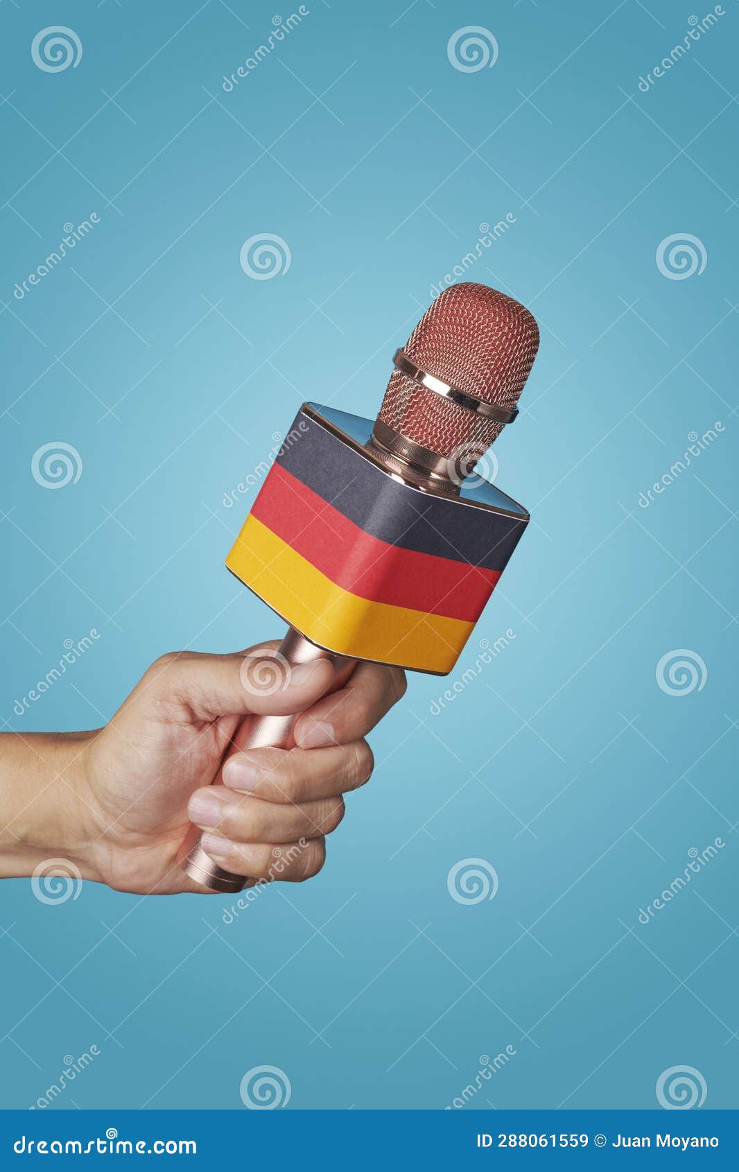 Holds a Microphone Patterned with the German Flag Stock Illustration Illustration of
