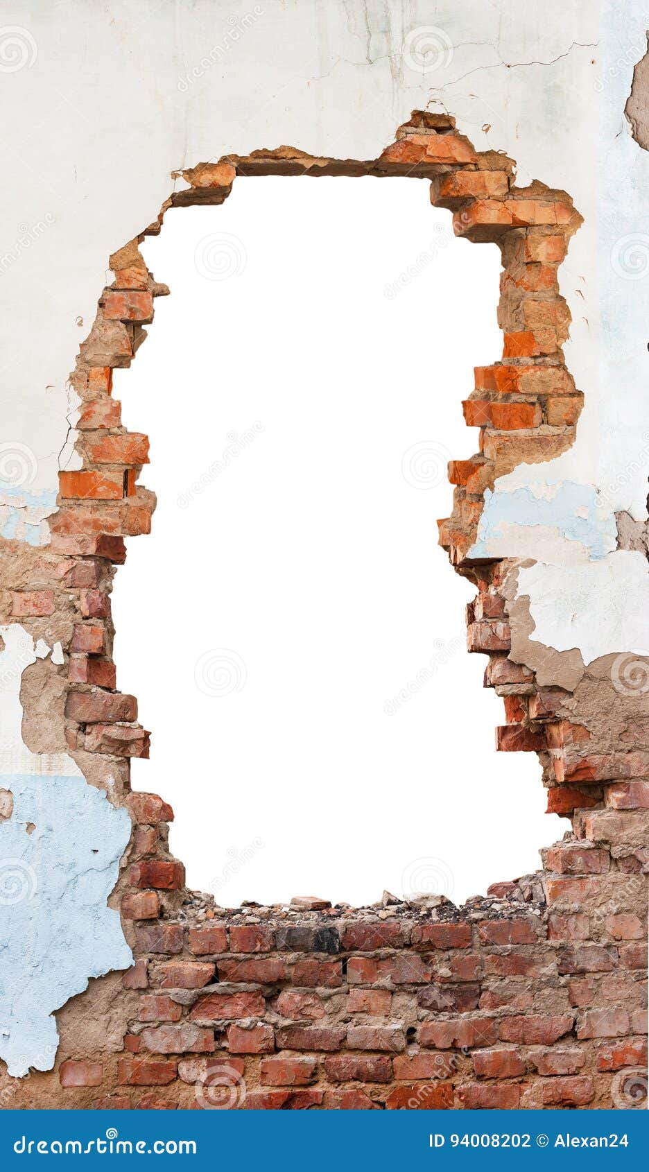 Hole brick wall stock photo. Image of frame, cracked - 94008202